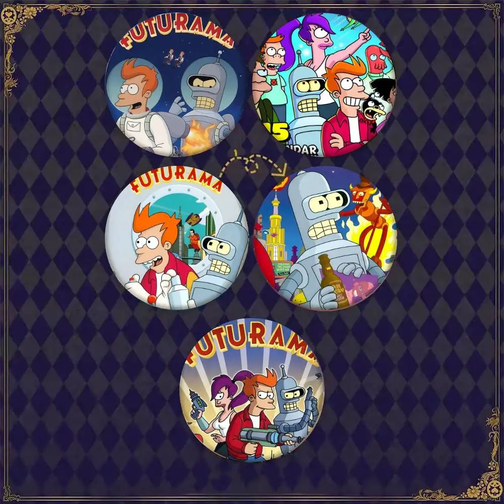 F-Futurama CUTE B-Bender Pin de solapa de hojalata con diseño de insignia y moneda, accesorio para ropa y mochila