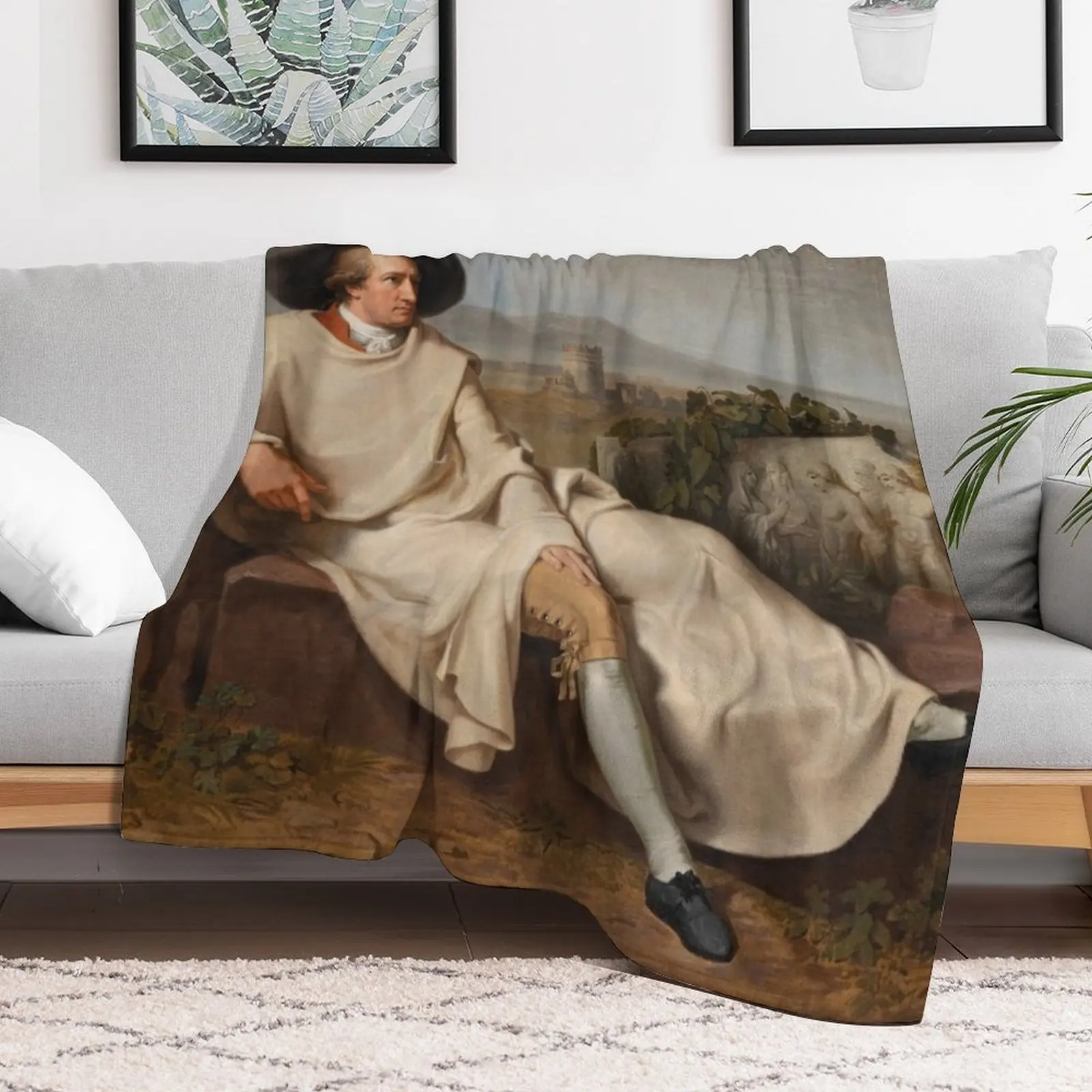 Johann Heinrich Wilhelm Tischbein, Goethe in the Roman Campagna Throw Blanket Decorative Throw Single Blankets