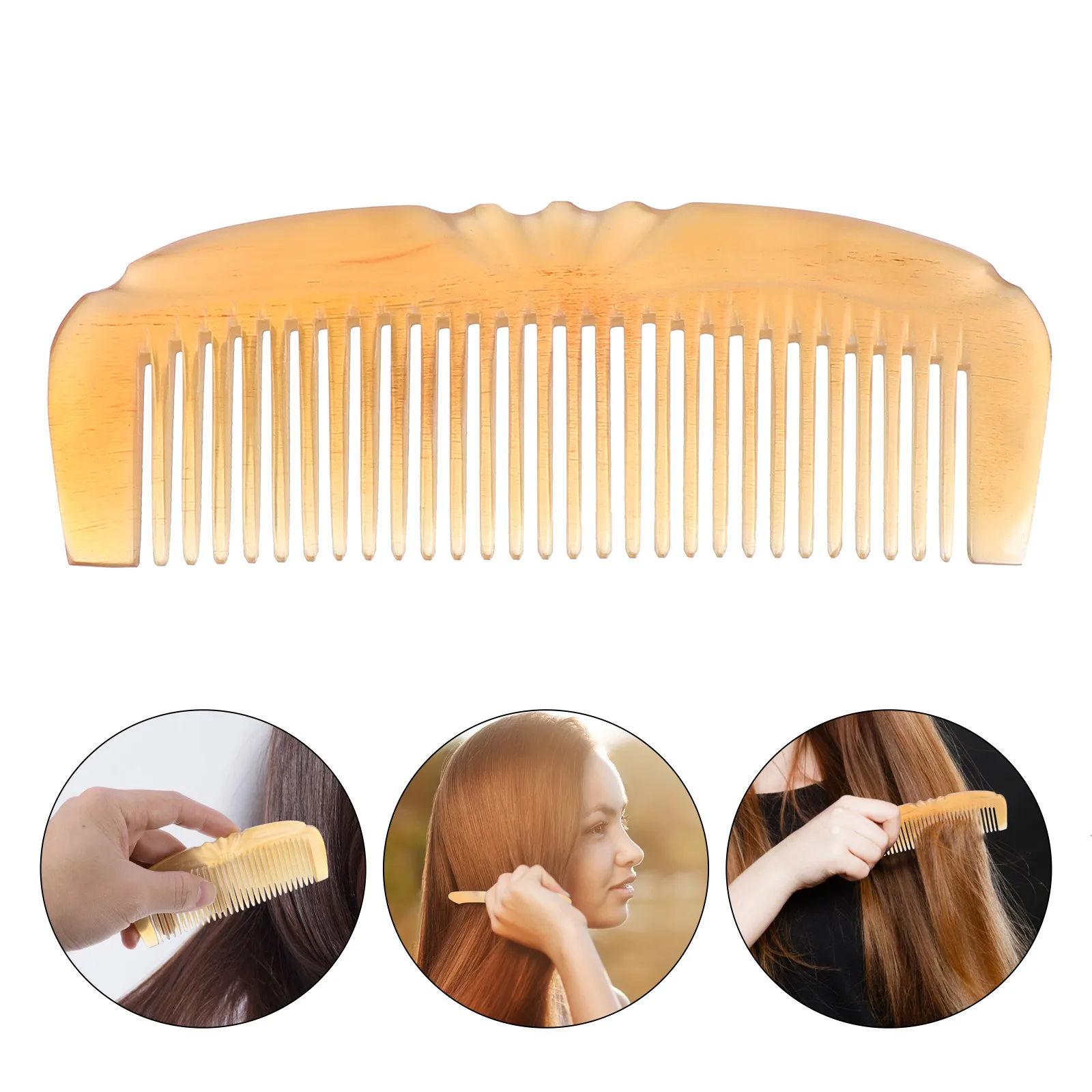 

Sheep Horn Hair Comb Natural Material Anti-Static Scalp Massager Comb Stylish Retro Design for Daily Combing and Relaxation