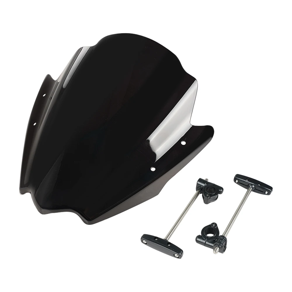 Universal Motorcycle Windshield Fit For 22 - 25mm Handlebar Street Bikes Bracket Heightened Modified Thickened Front WindScreen
