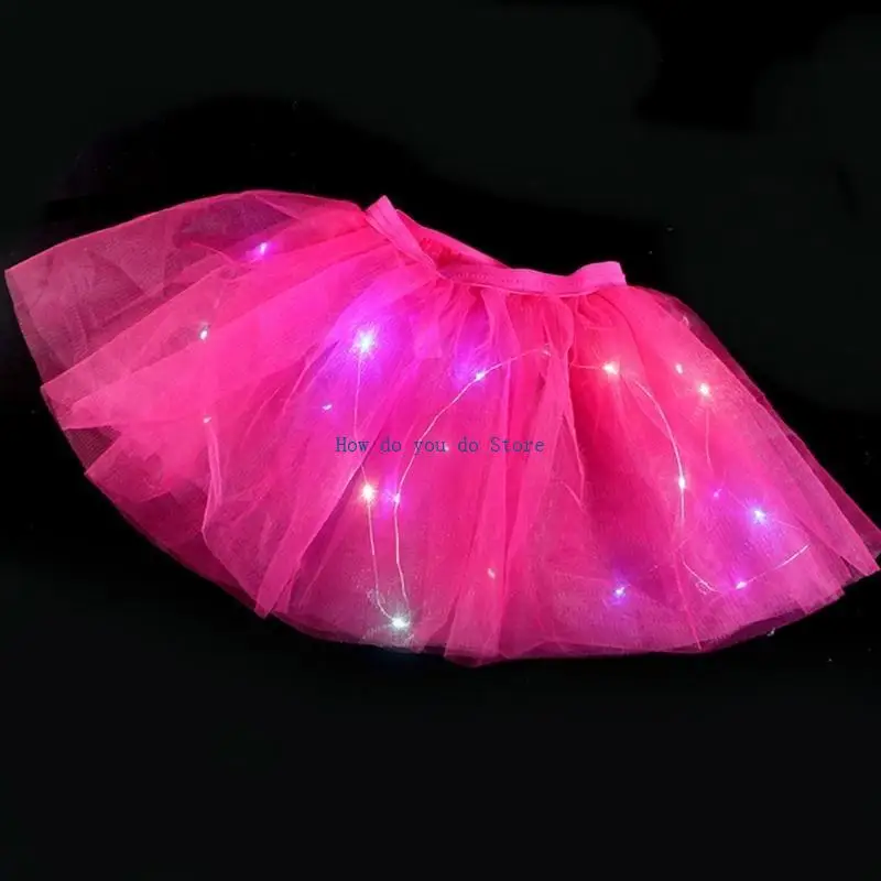 

19QF LED Ballet Skirt for Girl 4-6Y Children Tutu Skirt Glowing Miniskirt Party Skirt