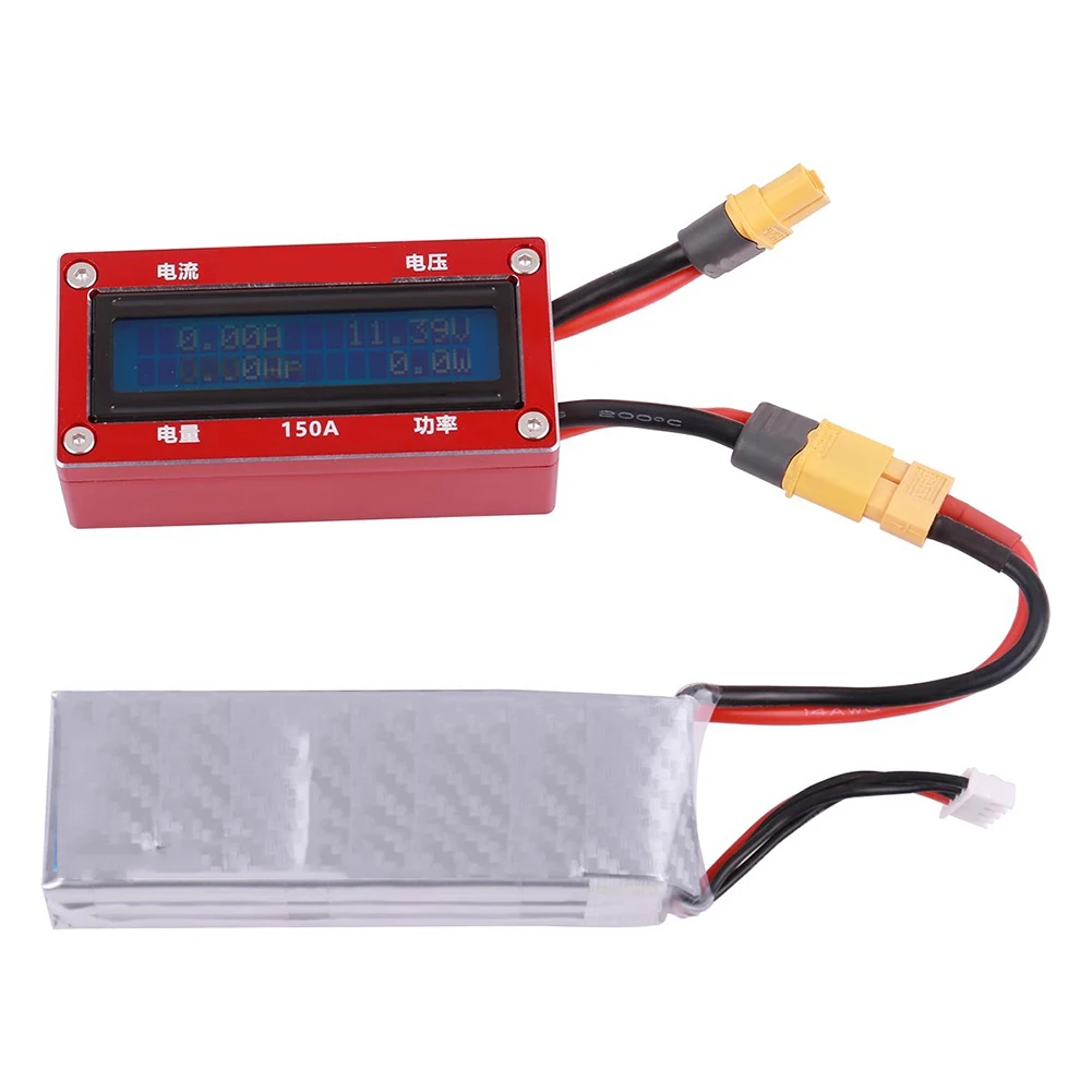 MT150A All Aluminum Ammeter Power Meter for ESC Monitoring 0-150A Current 0-60V Voltage Aluminum Body 83mm x 41mm x 25mm