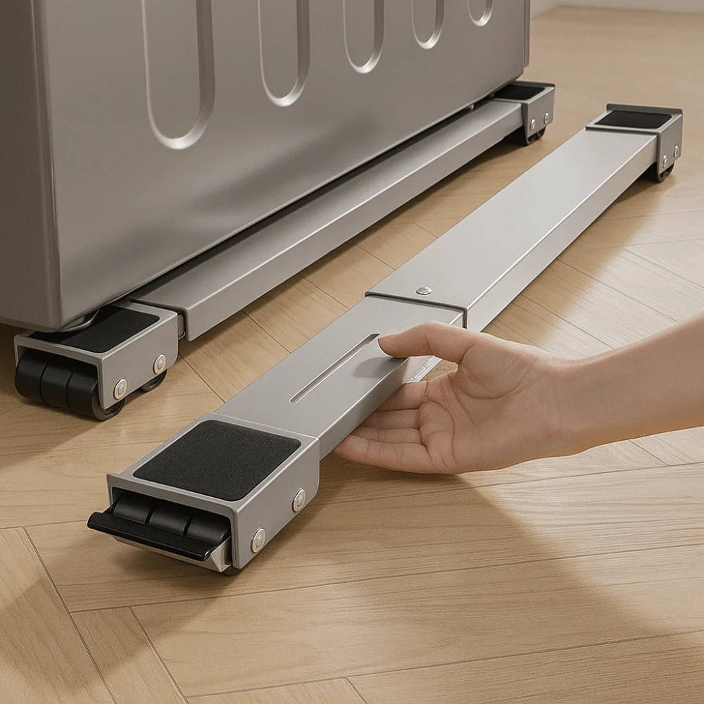 

Raised Base With Wheels Refrigerator Stand Extendable Durable Washing Machine Stand Non-slip Adjustable Stand Washer