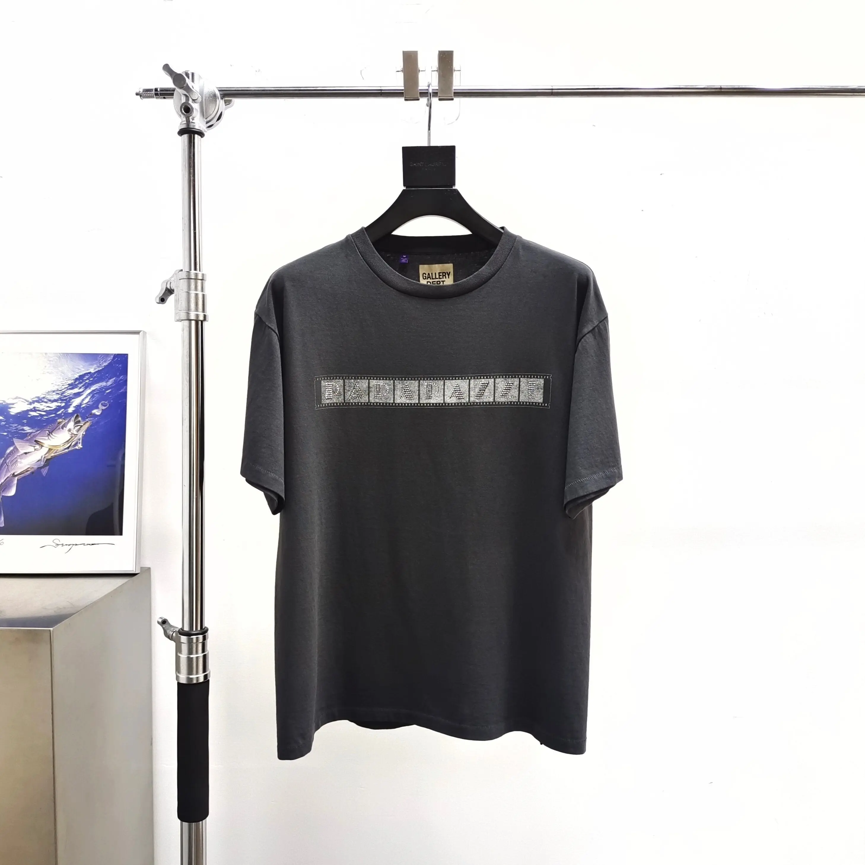 Gallery Dept Film Diamond Alphabet Washed Black Short Sleeve Tee