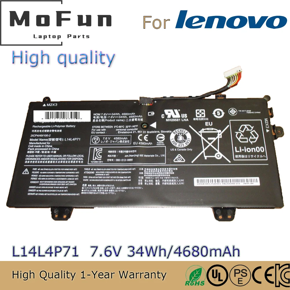 Brand New High quality L14L4P71 7.6V 34Wh Laptop Battery for Lenovo Yoga Convertible 11-5Y10 700-11ISK 3 11 L14L4P72 L14M4P71