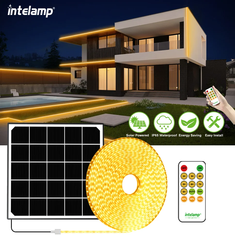 

DC24V Solar LED Neon Strip Light Waterproof Warm 6x12mm 2835 80LEDs/m Flexible Neon Rope Light Outdoor Garden Courtyard Decor