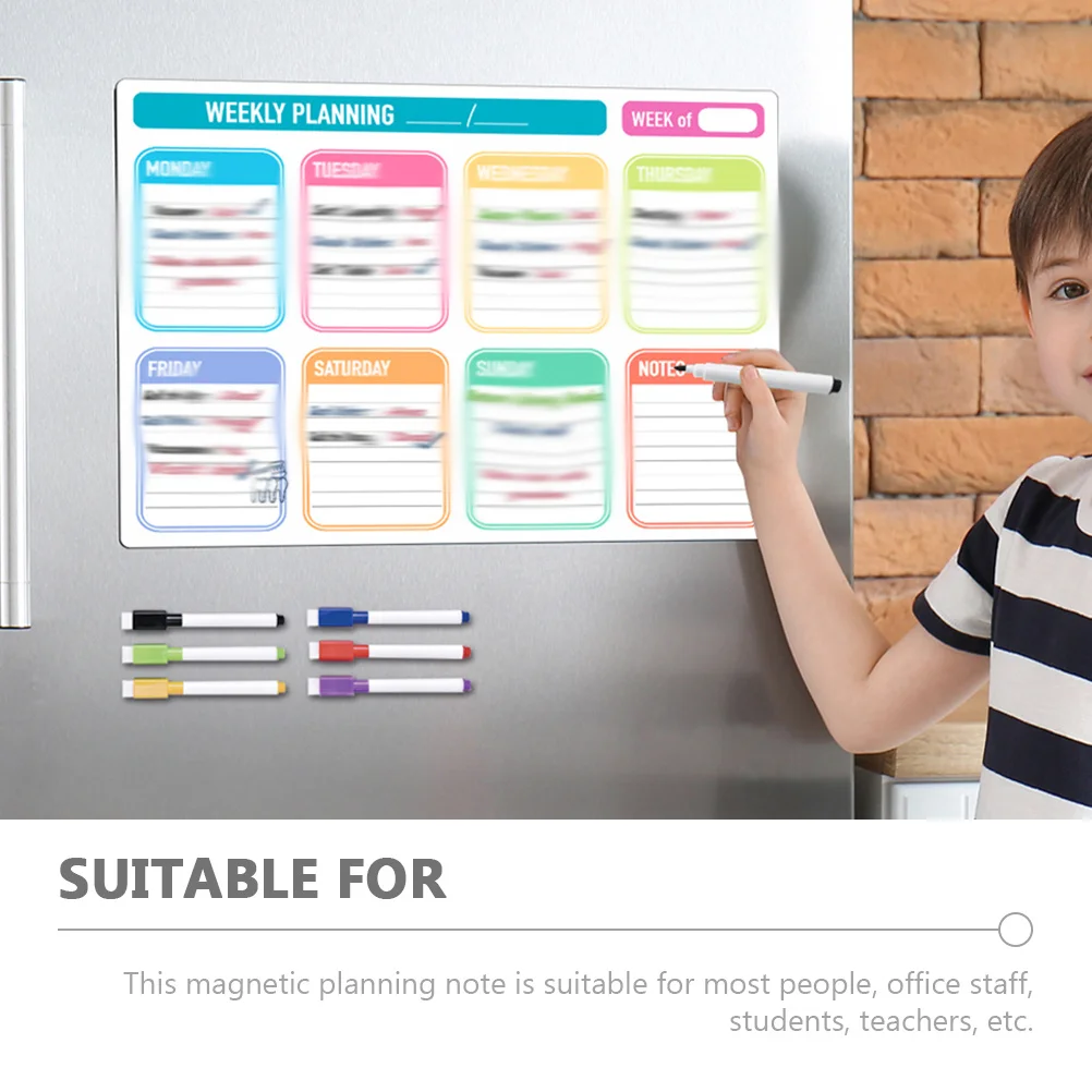 1Set Magnetic Refrigerator Whiteboard Dry Erase Planner Board Weekly Schedule Calendar Meal Menu Reusable Dry Erase Calendar