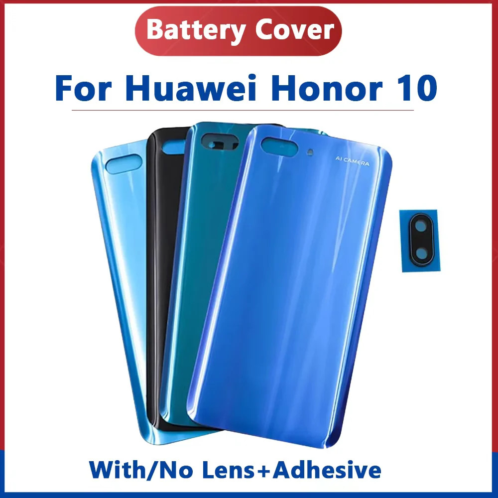 

Glass Back Cover For Huawei Honor 10 Battery Cover Rear Housing Door Panel Case With Camera Lens Replacement With Adhesive