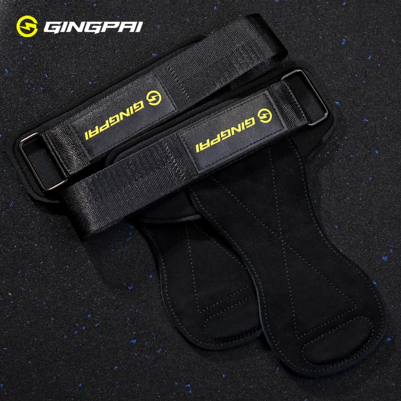 Fitness-Griffe für Männer Frauen Rindsleder Palmen schutz Gewichtheben Fitness-Trainings handschuhe Griffe mit Handgelenk wickel Trainings geräte – Detail 9