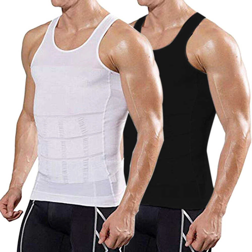 Men Slimming Body Shaper Vest Shirt Abs Abdomen Slim Gym Workout Corset Tummy Control Compression Tank Top Sleeveless Shapewear