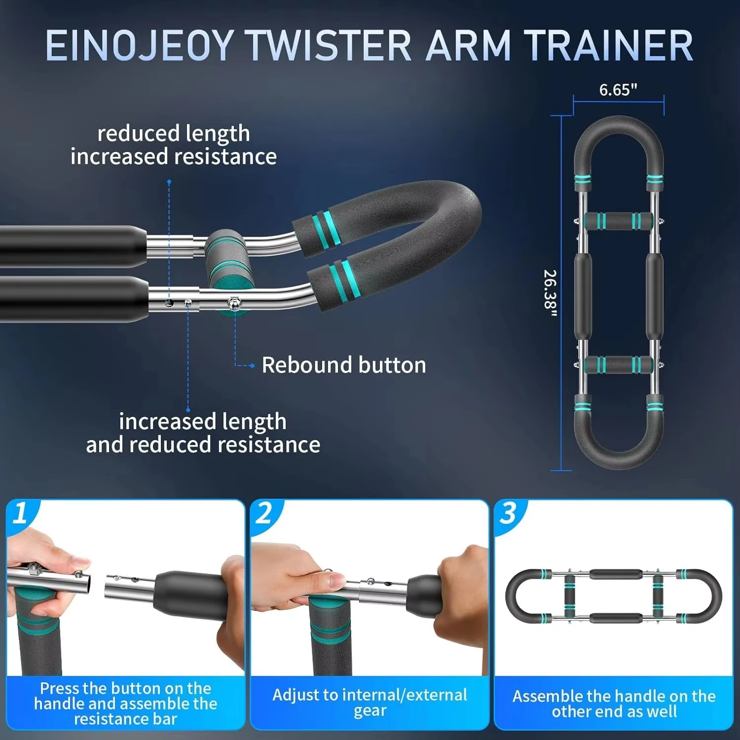 Adjustable Resistance Stainless Steel Chest & Arm Trainer, Detachable Home Gym Equipment for Upper Body Fitness