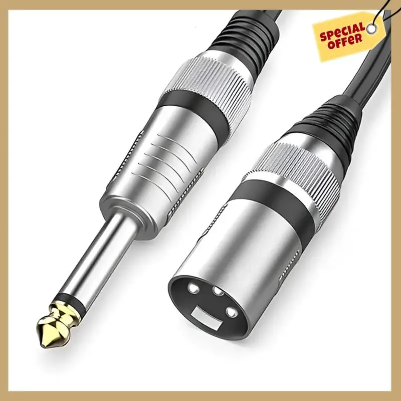 6.35Mm Male To XLR Male Microphone Audio Cable For Speaker, Guitar, Amplifier High Quality Sound Transmission 16.4Ft-WMAN