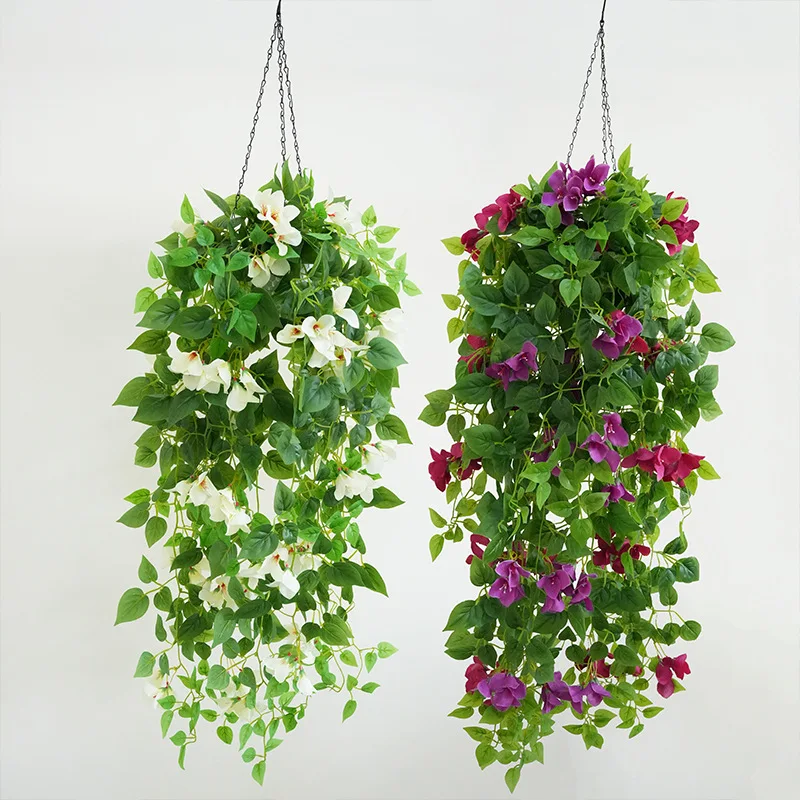 1Pc Artificial Faux Bougainvillea Flowers Plant for Outdoor Decoration Artificial Hanging Flowers Vines for Home Garden Decor