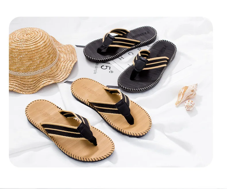 Ein Paar Herren-Slipper, flache Outdoor-Strand-Flip-Flops, lässige Frühlings- und Sommer-Slipper, rutschfeste Herren-Hausschuhe für drinnen, S – Detail 2