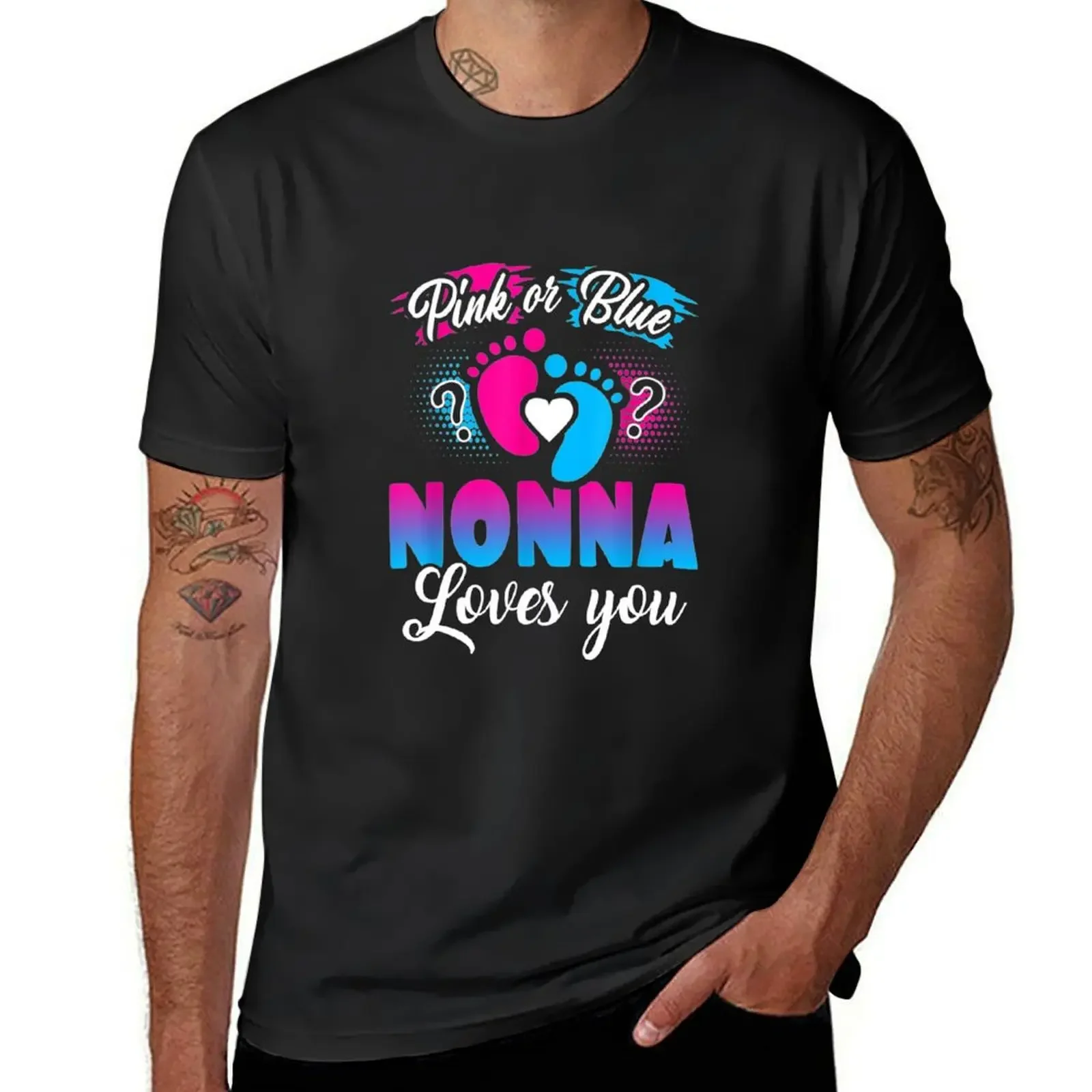

Pink Or Blue Nonna Loves You Baby Gender Reveal T-Shirt essential t shirt summer clothes t shirt men 100℅ cotton