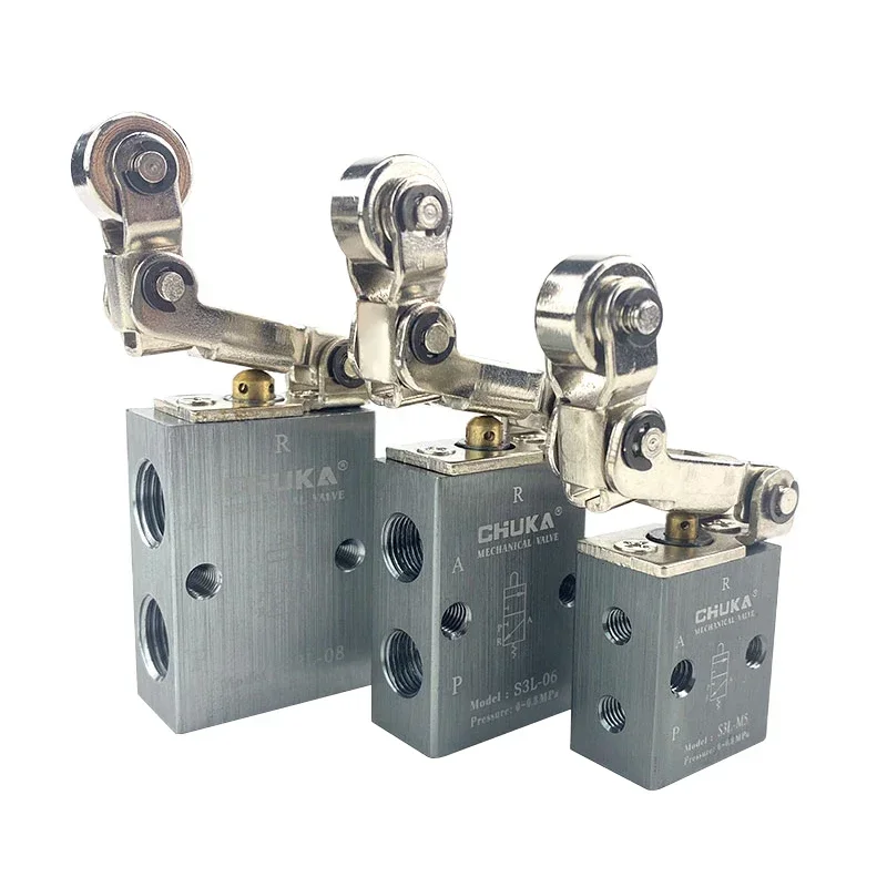 S3L Roller Type Pneumatic Control Valve Two-position Three-way Mechanical Valve S3L-M5 S3L-06 S3L-08 Aluminum Alloy