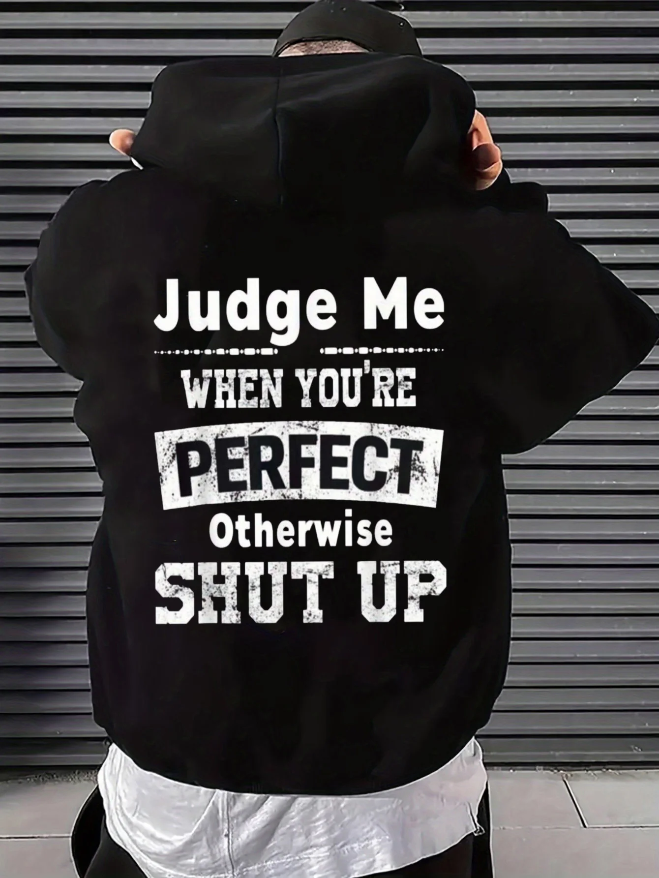 Men's Hooded Sweatshirt with Attitude Text and Fun Quote Design, Oversized Long-Sleeve Pullover, Casual Urban Street Fashion