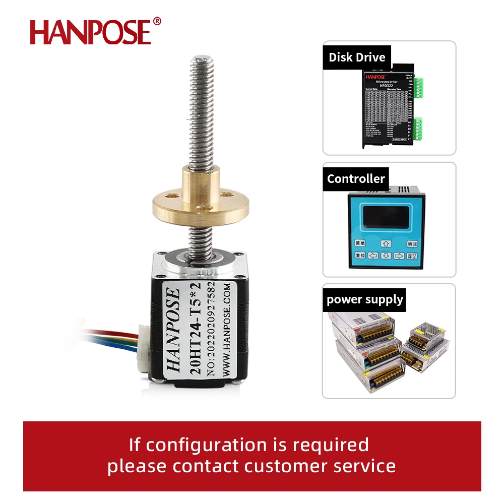 Nema8 Screw Motor 0.8A 0.012N.m 20HT24-T5*2 Trapezoidal Screw Stepper Motor Length L50mm 100mm 150mm 3D Printer