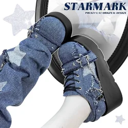2025 New Punk Women Platform Ankle Boots Female's Rock Round Toe Lace Up Fashion Retro Chunky Shoes Metal Decor Goth Short Boots
