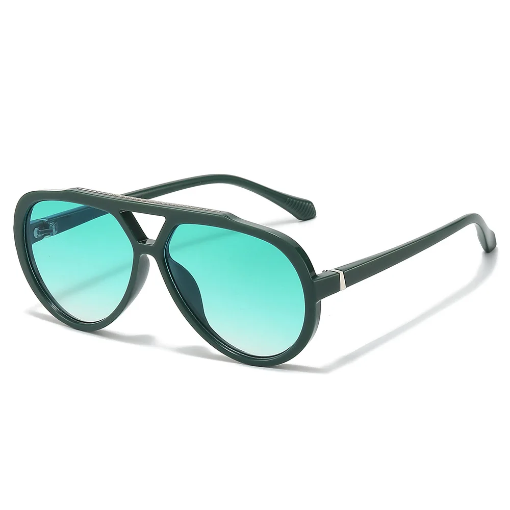 Nouvelles Lunettes de Soleil Rondes Surdimensionnées Noires Tendance pour Femmes et Hommes, Verres Solaires Vert Dégradé Vintage, Lunettes de Conduite Sexy Style Punk pour Dames