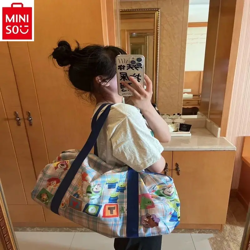 MINISO Disney Three Eyes Bashudi Waterproof Travel Bag Women's Fashion Handheld Sports Large Capacity Storage Bag