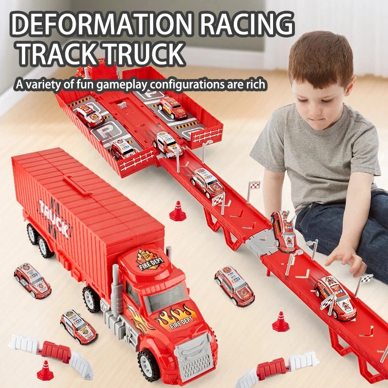 

Large variable rail ejection storage container car Toys car truck model track ejection June 1 Children's Day gift