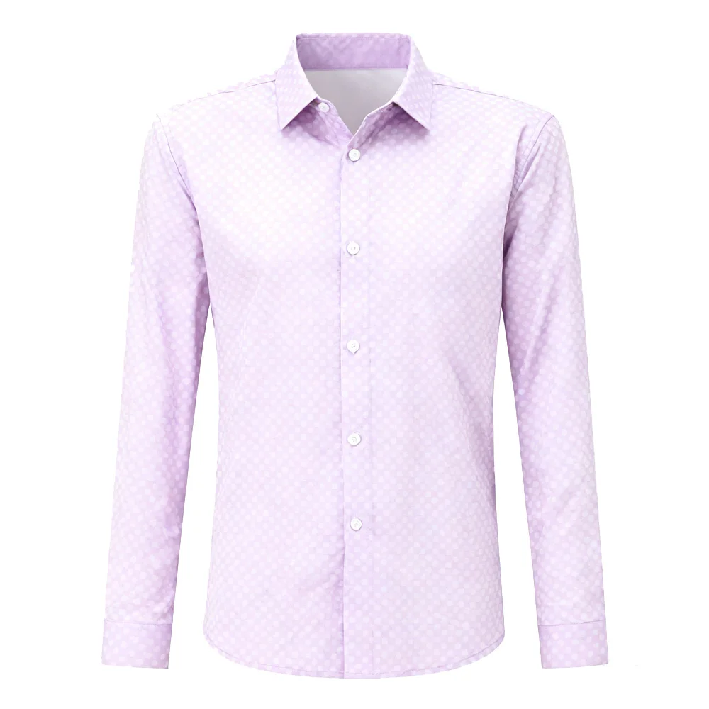 Kemeja Natal Pria Lengan Panjang Sederhana Bisnis Warna Terang Elastis Hawaii Liburan Pantai Pesta Luar Ruangan Pakaian Luar untuk Pria