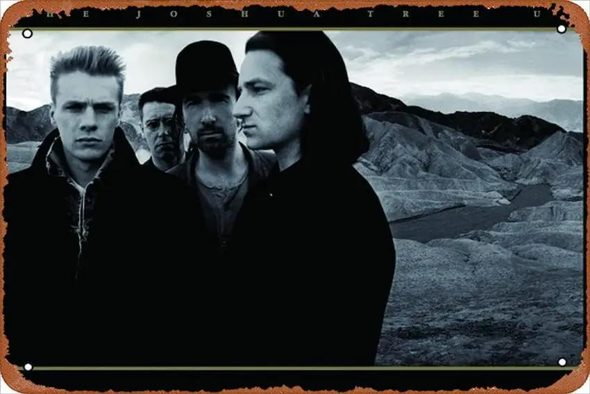 1P,U2 Poster - Joshua Tree Vintage Metal Tin Sign,Wall Decor For Bars,Coffee Bar Decor,Home Wall Decor 12X8 Inch