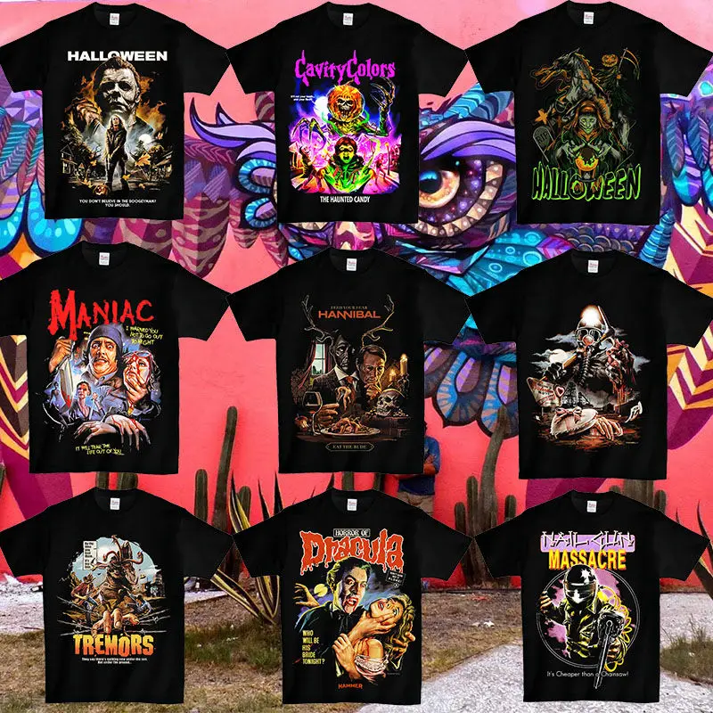 

Don't Be Timid Hot Sale 2025 Dark Horror Demon Monster Loose Round Neck Men's and Women's Pure Cotton T-shirt Short Sleeve