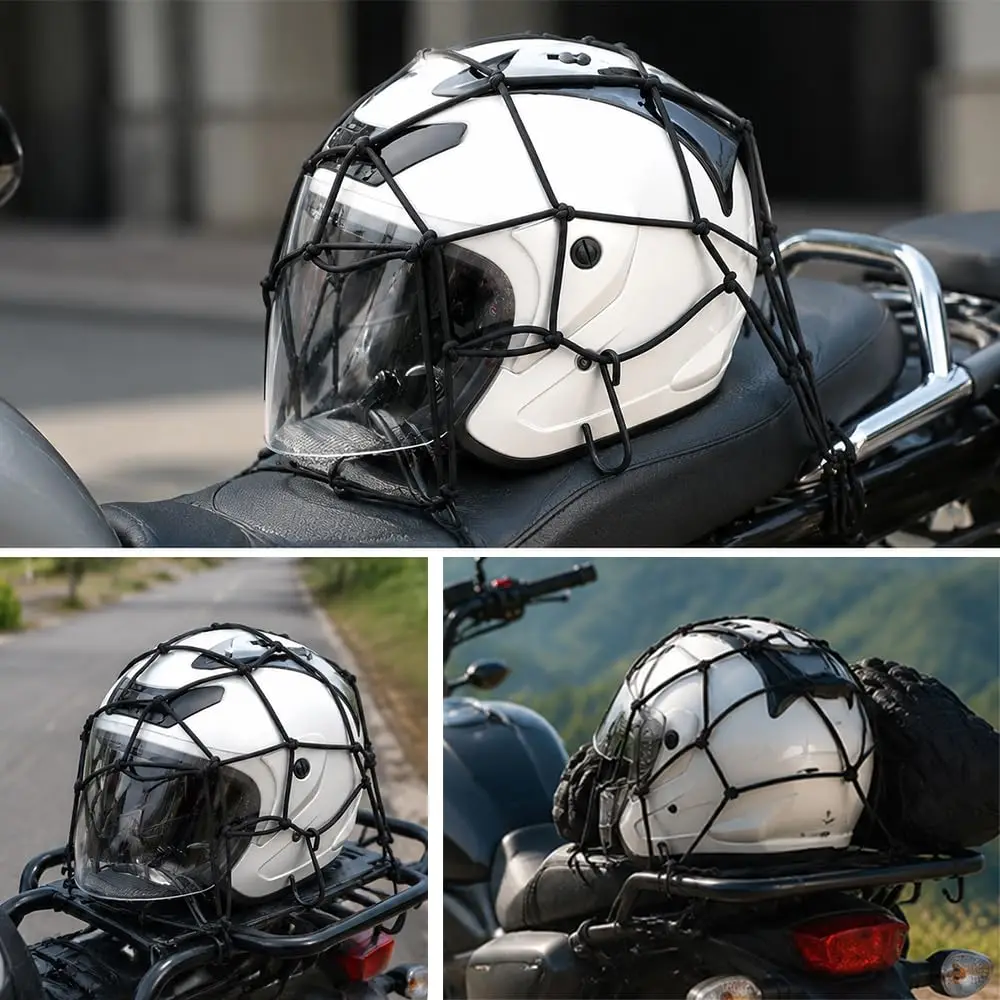 2pcs Motorcycle Luggage Net Bike 6 Hooks Hold down Fuel Tank Luggage Mesh Web Bungee Black Bike ,for Motorcycle, Bike, ATV