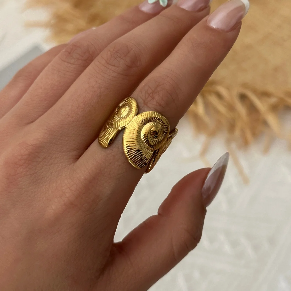 Edelstahlringe mit Muschel-, Krabben- und Blumenmotiven für Damen und Herren, Strand, Schmetterling, geometrischer Ring, Schmuck – Detail 20