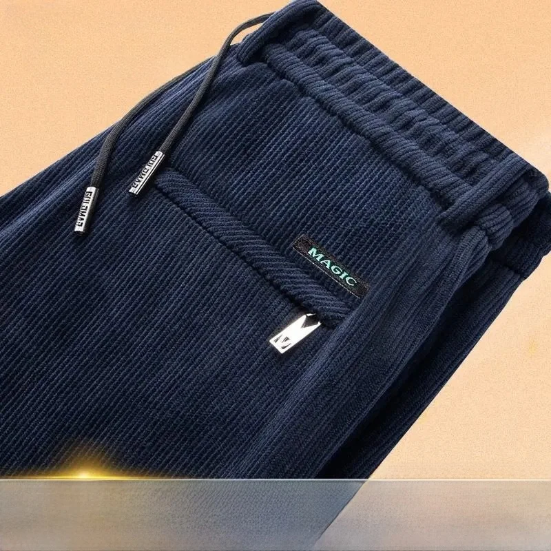 

Men's Work Pants Thiened Fce Winter Faion Ci Sle Elastic Waist Straight Leg Long Pants Durable Labor Protection Cl...