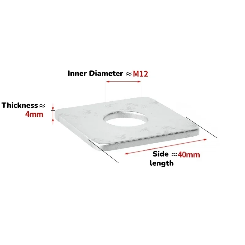 M6~M36 Hot/Cold Dip Galvanized Carbon Steel Square Flat Washer Curtain Wall Gasket Thickness 3mm~10mm