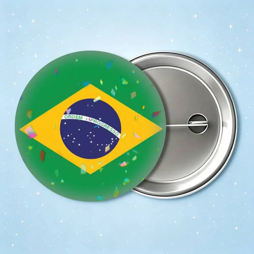 Samba Kings Brazil Flag 25mm 32mm 44mm 58mm 75mm Brooches Badges Pins for Accessories Gift