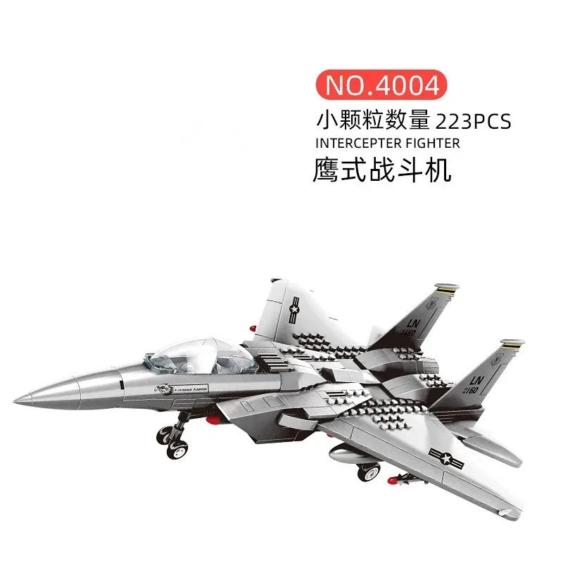 Military combat aircraft F-15 Eagle fighter small particle building block model children's puzzle building block toys