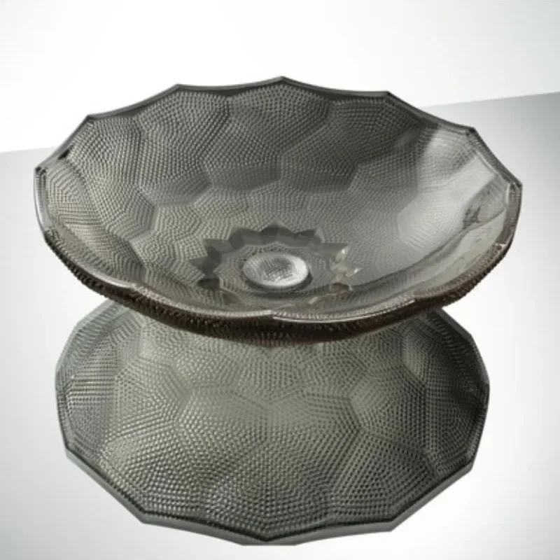 Luxury Crystal Glass Bathroom Sink Round Countertop Wash Basin Modern Home Decor Hand Washing Bowl Artistic Vessel Lavatory