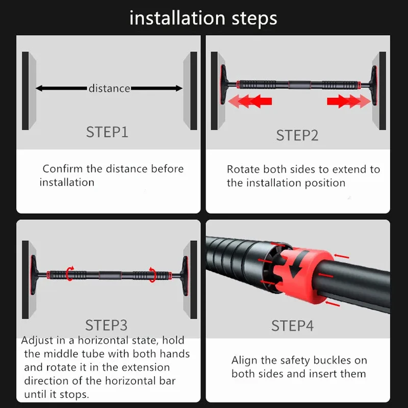 Door Horizontal Bar No Screws Doorway Pull Up Bar For Home Gym Pull Up Arm Steel Adjustable Training Bars Fitness Equipment