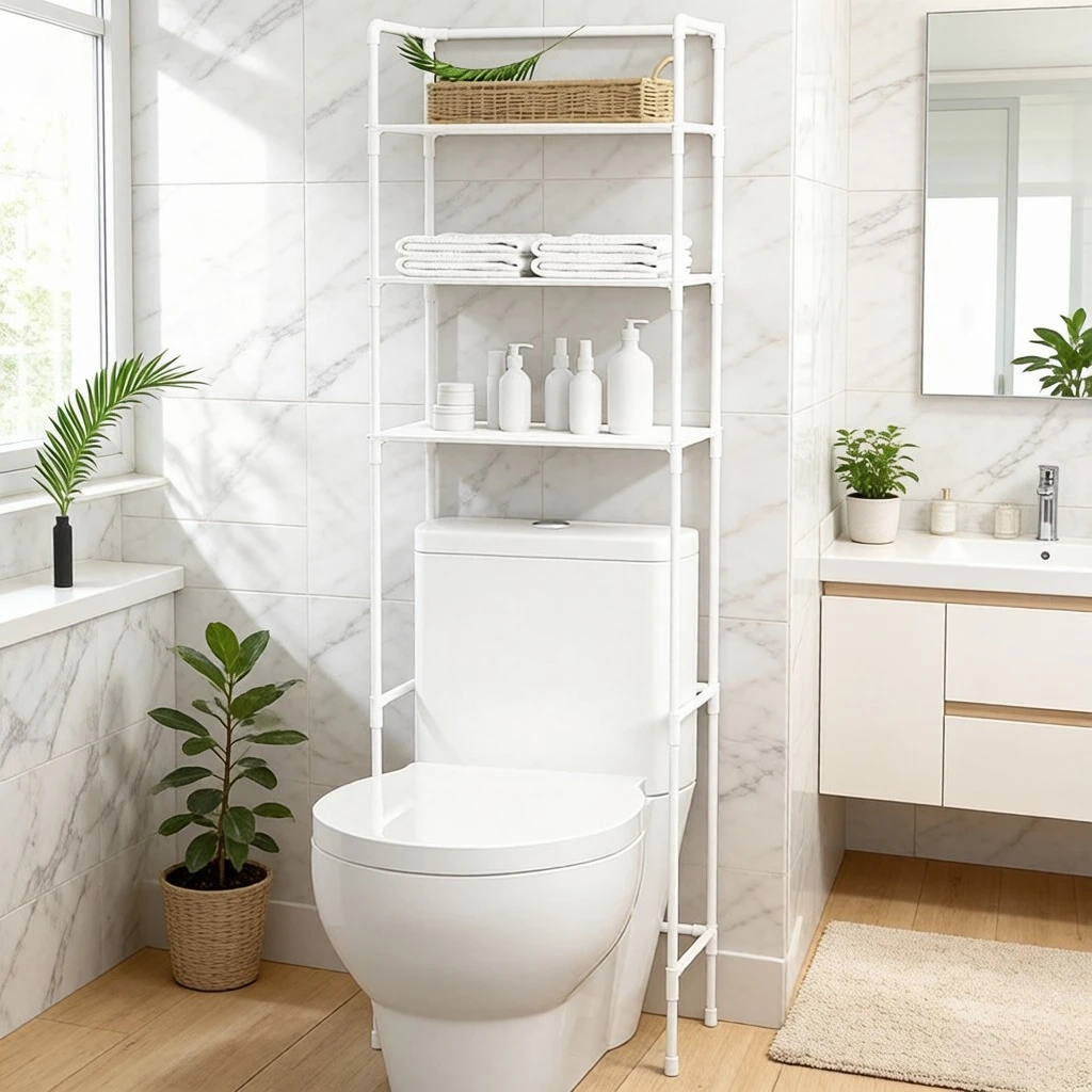 Versatile Bathroom Storage Shelving, Over Toilet Rack, Shower Caddy, Wash Basin Side Organizer