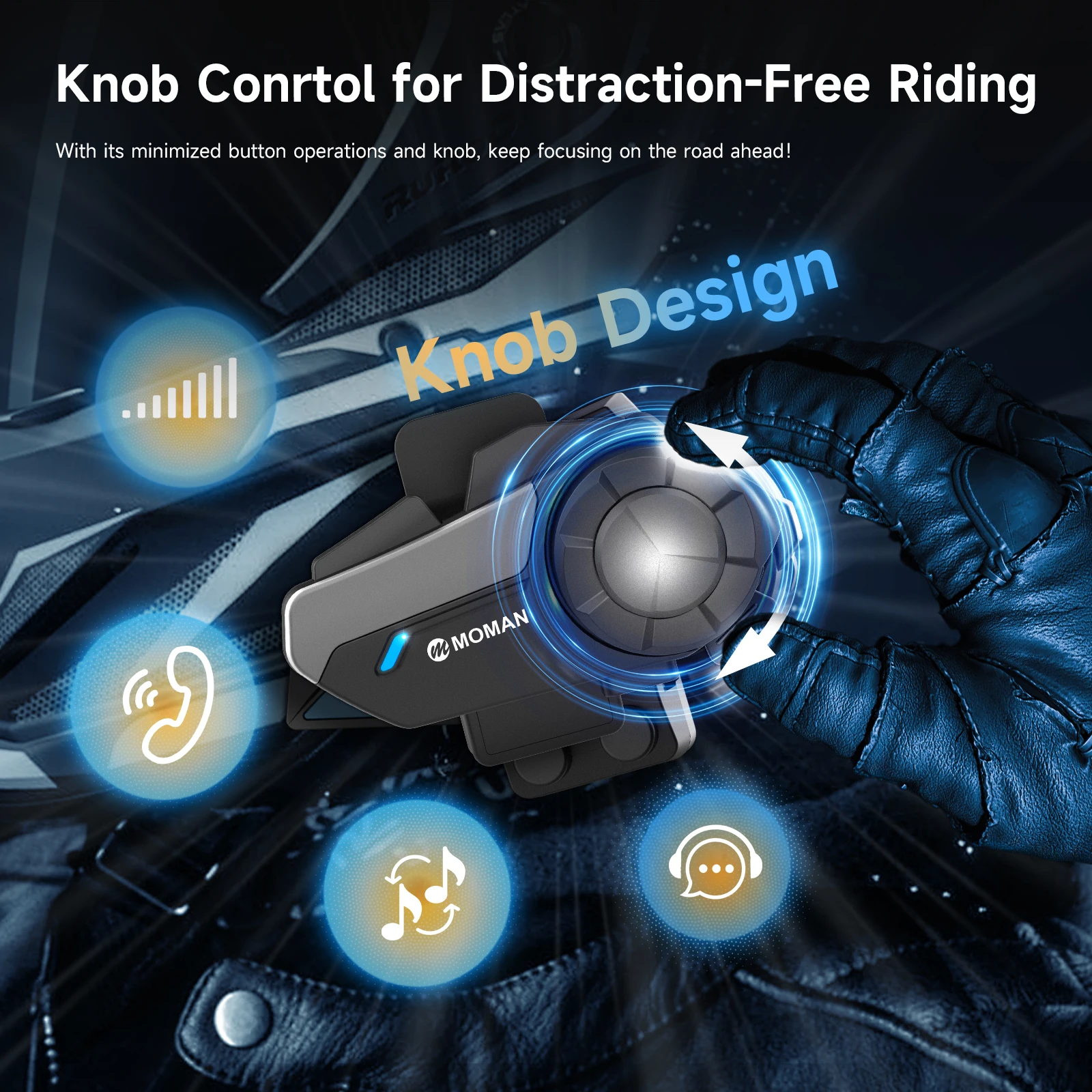 MOMAN H2S Bluetooth Intercom ชุดหูฟังบลูทูธหมวกกันน็อครถจักรยานยนต์สําหรับ Rider intercomunicador Moto Interphone ชุดหูฟังไร้สาย