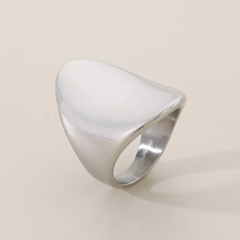 Glossy Oval Knuckle Ring,Stainless Steel Ring for Women Men,Fashion Jewelry view 6
