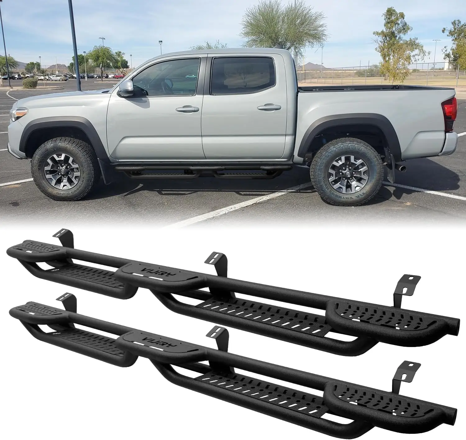 

Боковая подставка I Running Board, совместимая с Toyota Tacoma Double Cab 2005-2023 года, искусственная черная текстурированная сталь вариант