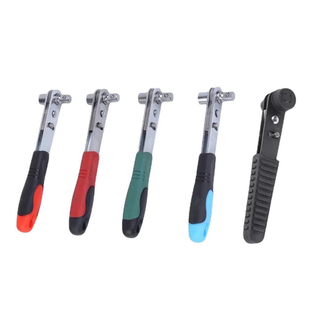 1/4'' Universal Mini Spanner Ratchet Wrench with Socket Adapter Adjustable Wrench Screwdriver Bit for Auto Bike Repair Hand Tool