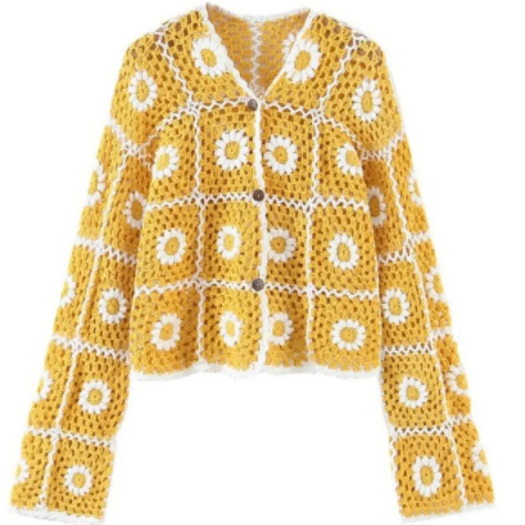 

Women's Ethnic Vacation Hollow Crochet Knitted Cardigan European American Fashion Mori Design Short Coat
