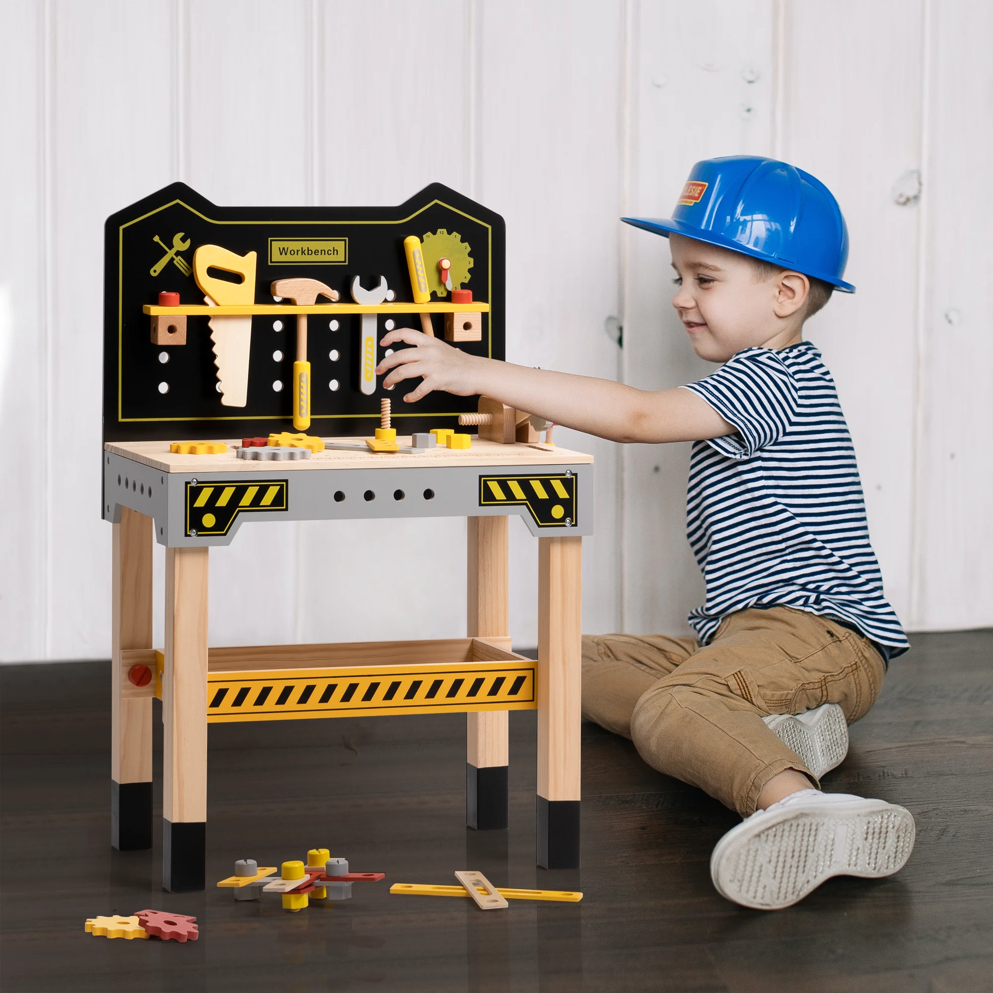 Classic Wooden Workbench for Kids, Great Gift for Children for Christmas,Party,Birthday