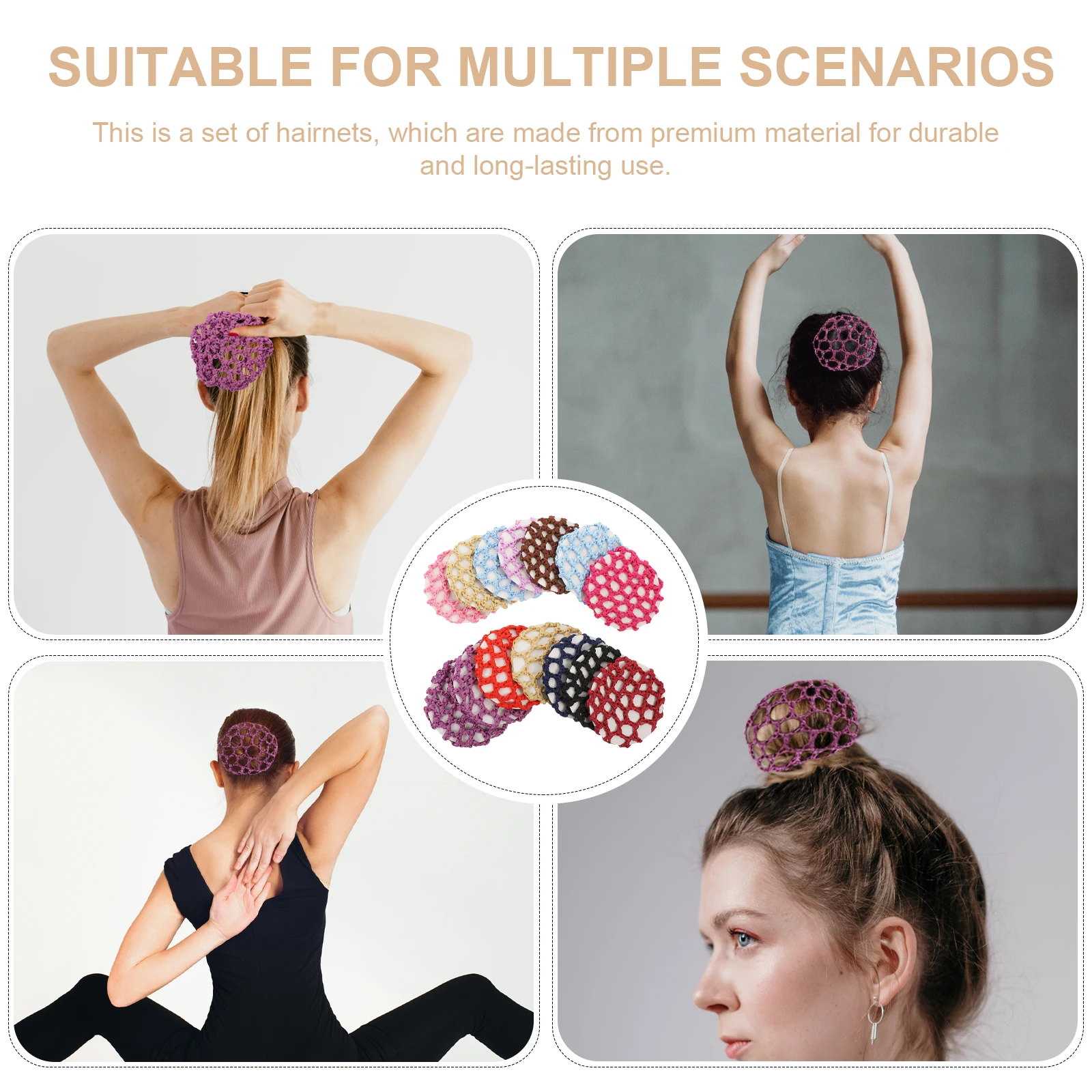 

14pcs Invisible Hair Net Mesh Crochet Women Lady Net Hats For Dance Profession Reusable Bun Cover Summer Heat Protection Hair