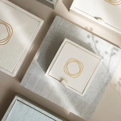 Flip Jewelry Box For Necklace Ring Earrings Storage Thicken Cardboard Brushed Ins High-End Light Luxury Jewelry Packaging Case