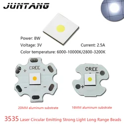 3535 płaski biały koralik laserowy okrągły trójampowy chip 8W białe światło ciepłe białe światło LED dużej mocy lampa 3V miedziana płyta