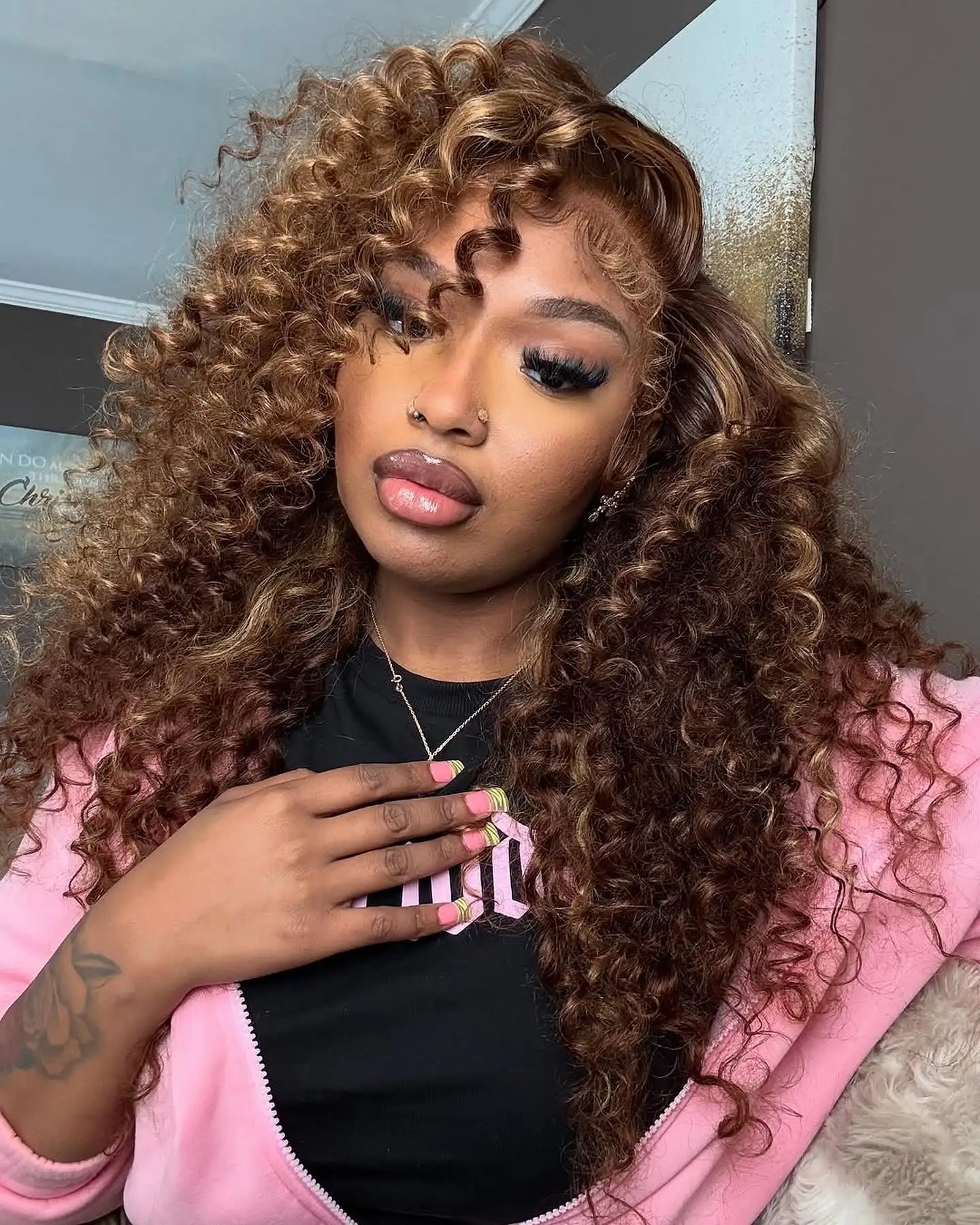4/27 Highlight Ombre Curly HD 13x4 Lace Frontal Human Hair Wigs Vietnamese Honey Brown Color Deep Wave 13x6 Full Lace Front Wig