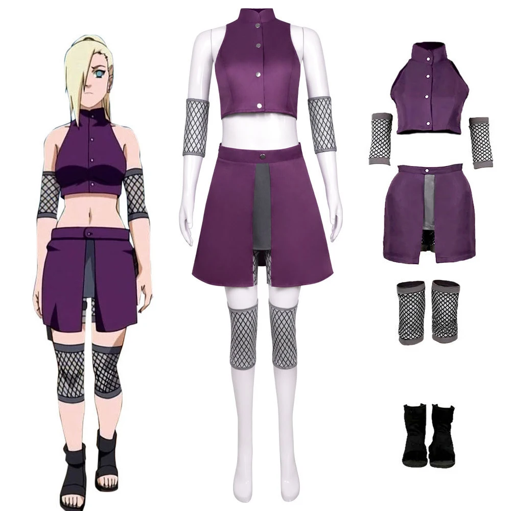 

NARUTO Yamanaka Ino Anime Cartoon Cosplay Costume shirt skirt shoes Halloween Party Uniform for Women Loli Clothing