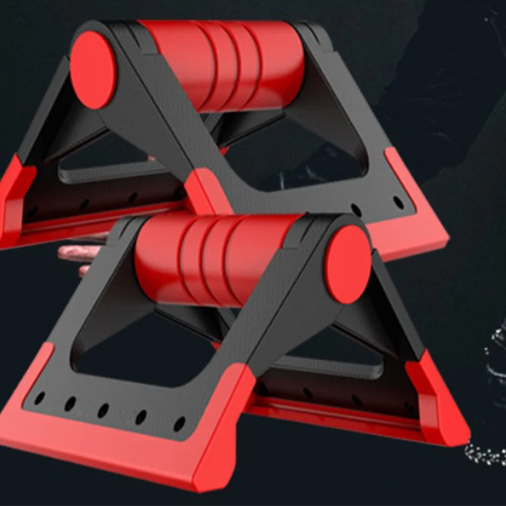 Foldable Push-up Bracket Home Use Fitness Push-Ups Stand Rotating Push-up Rack Push Up Bar (Red)